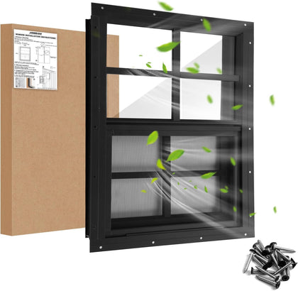 16" W x 16" H Shed Window,Sliding Window, Aluminum Grey Flush Mount with Tempered Glass and Stainless Steel Screen