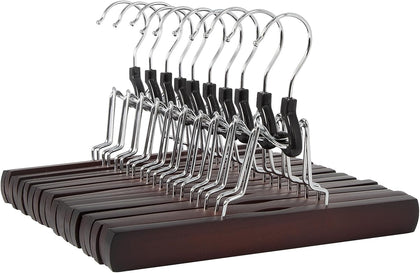 Wooden Pants Hangers Closet Organizer, Cherry, 10-Pack
