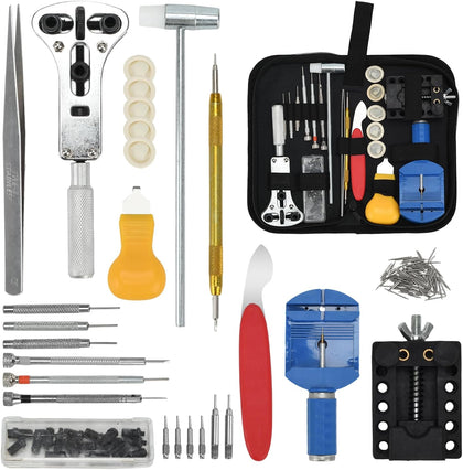 Watch Repair Kit, 152pcs Watch Battery Replacement Tool Kit Including Band Link Remover, Case Back Opener