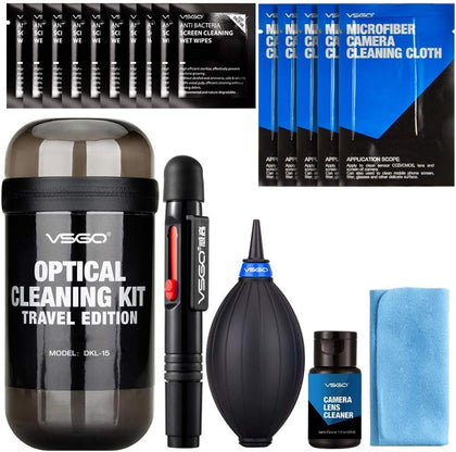 Optical Camera Lens Cleaning Kit Travel Edition | Lens Pen, Air Blower, Lens Cleaner, Screen Cleaning Cloth and Wet