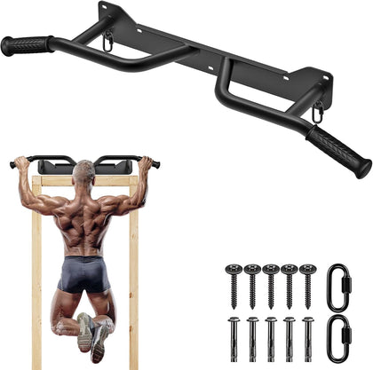 Heavy Duty Welded Pull Up Bar Wall/Joist/Ceiling Mount Chin Up Bar | Multifunctional Pull-up Bars w/Resistance Band