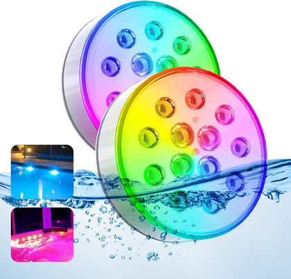 Pool Lights, Upgraded Rechargeable Submersible LED Lights with Remote IP68 Waterproof 16 Colors Hot Tub Underwater