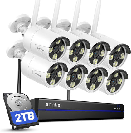 Wireless Camera System, 16CH 4K NVR & 8X 3MP Outdoor Cameras, 2TB HDD