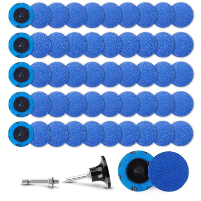 50Pcs 2 inch R-Type Quick Change Zirconia Surface Conditioning Sanding Discs Set 40 Grit with Adapter & Backing Pad