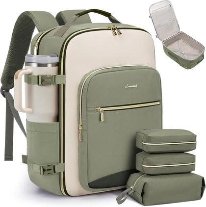 40L Travel Backpack for Women & Men, Airline Approved Carry On Luggage with 3 Packing Cubes, TSA Overnight Bags
