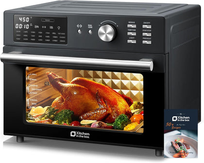 32Qt Extra Large Air Fryer Toaster Oven, 21-in-1 Rotisserie Convection Oven | dual cook,21 preset