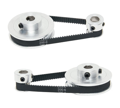 2PCS Set 2GT Aluminum Timing Pulley 20&60 Teeth 8mm Bore Synchronous Wheel with 2PCS Length 200mm Width 6mm Belt (20-60T-8B-6)