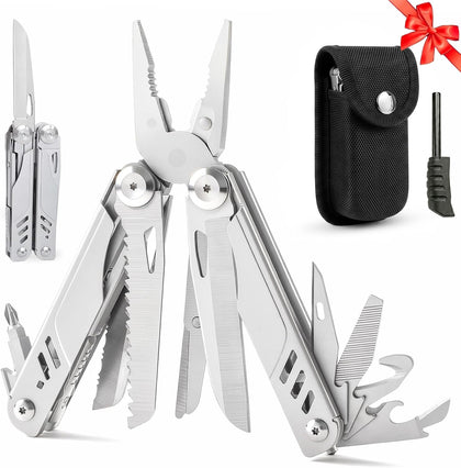 21-in-1 Multitool Pliers with Pocket Knife, Saws, Scissors & Clip | Stainless Steel, Self-Locking, Spring-Loaded