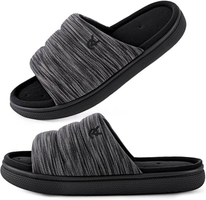 Mens Open-Toe Slippers Memory Foam Indoor Outdoor House Shoes