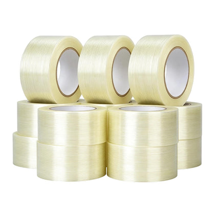 6 Rolls 2" X 35Yd Heavy Duty Filament Strapping Tape 6.2Mil