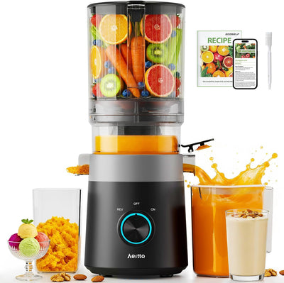 3-in-1 Juicer Machines, 6.0" Wide Mouth, Filter-Free Easy to Clean | Juice, Sorbet & Nut Milk | Cold Press Juicer for