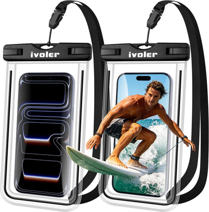 2-Pack Waterproof Phone Pouch, Cell Phone Dry Bag for iPhone 17/16/15 Pro Max, Samsung S26/S25 Ultra, Waterproof