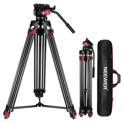 79"/200cm Video Tripod, Heavy Duty Aluminum Alloy Camera Tripod Stand with 360° Fluid Drag Head, QR Plate Compatible