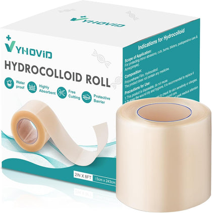 Hydrocolloid Roll for Wound Care, Pimple Patch Roll Tape with Self-Adhesive, Bed Sore Bandages, Highly Absorbent for