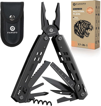 Multitool 17-in-1 Stainless Steel Multi Tool with Pocket Knife Needle Nose Pliers Bottle Opener Screwdriver