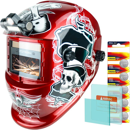 Welding Helmet with Light True Color Auto Darkening Welding Helmets for Men Solar Powered Welding Hood with 2 Arc