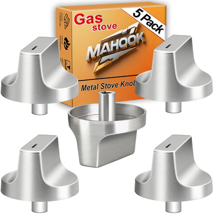 Upgraded Metal W11366438 for Whirlpool Stove Knobs Replacements,Stainless Steel Brushed,Compatible with Gas Cooktop