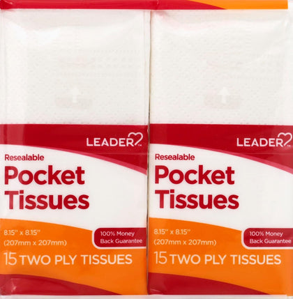 Resealable Pocket Tissues, 2-Ply Soft Facial Tissues, Pure Cotton, On-The-Go, Travel Size, No Lotion, 16 Packets Of