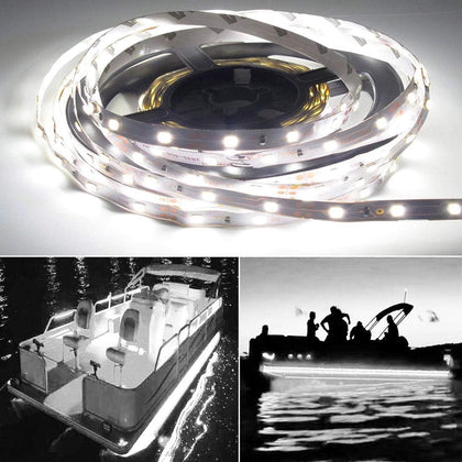 Seaponer Pontoon Boat Light, Marine Led Light Strip for Duck Jon Bass Boat Sailboat Kayak Flex Lighting for Boat Deck Light Accent Light Courtesy Interior Lights Fishing Night, White, 12v