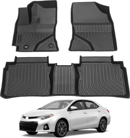 All Weather Rubber Car Floor Mats Compatible with 2014-2019 Toyota Corolla(NO FIT Corolla im & Hatchback), Odorless