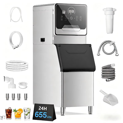 5-Year Limited Warranty Commercial Ice Maker Machine 655 Lbs/24H Industrial Ice Maker Machine Commercial Ice Machine