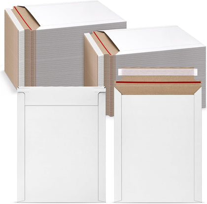 50 Pack White Rigid Mailers, 9"x12" Self Seal Document Mailer Stay Flat Cardboard Mailers Shipping Envelopes for