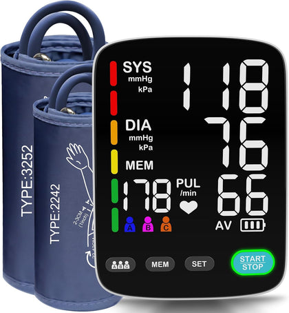 Blood Pressure Monitor,Automatic Upper Arm Blood Pressure Machine with 3x199 readout,5.4 inch LED Large