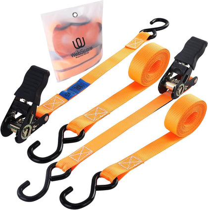 Ratchet Straps 2 Pack – 1 Inch x 13 Feet, 2000 lb Heavy Duty Tie Down Straps with S Hooks, Cargo Straps for Truck