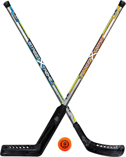 Franklin Sports NHL Kids Street Hockey Stick Set - Includes (2) Youth Street Hockey Sticks + (1) Outdoor Roller
