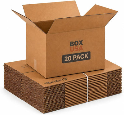 Medium Moving Boxes 18L x 14W x 12H 20-Pack - Corrugated Cardboard Box for Shipping, Mailing, Packing, Packaging and