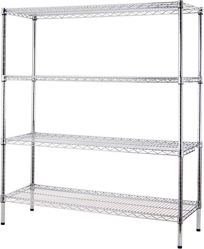 24" Deep x 30" Wide x 74" High 4 Tier Chrome Wire Shelving Kit | NSF Commercial Storage Rack Unit