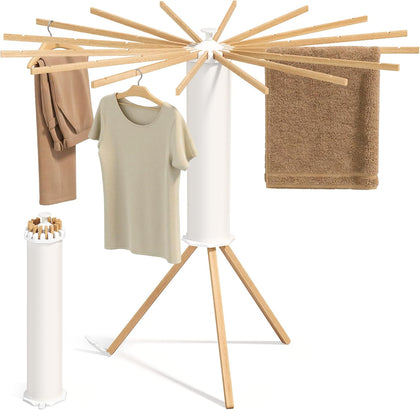 Clothes Drying Rack Foldable, Rotary Tripod Laundry Drying Rack, Rotatable Portable Floor Standing Clothes Airer