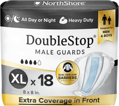 DoubleStop Male Incontinence Guards, X-Large, 18 Count