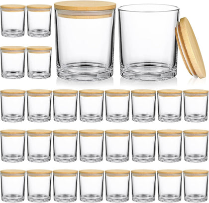 10oz Clear Glass Candle Jars with Lids, 30pcs for Candle Making | Bulk Empty Candle Making Jars with Lids, Dishwasher