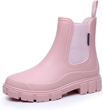 Womens Rain Boots Waterproof Rubber Garden Shoes Short Ankle Chelsea Boots Slip-Resistant