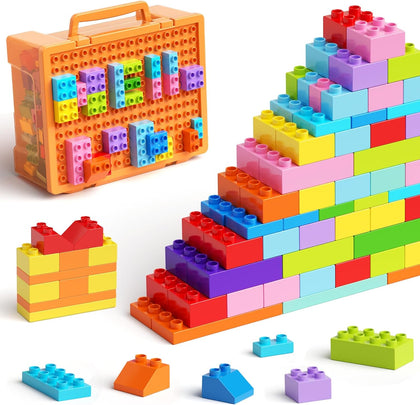Building Blocks Set with Storage Box & Base Plate - 97PCS STEM Toys for Toddlers, Kids Ages 3+, Compatible with Major