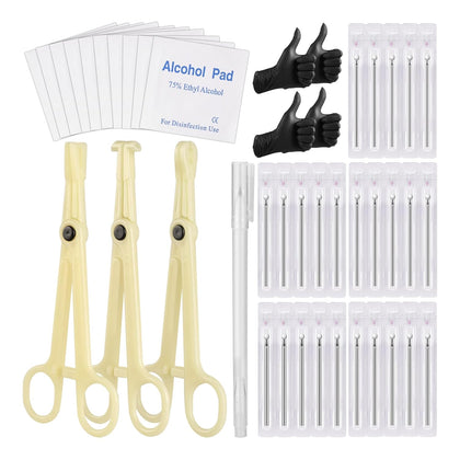 Piercing Kit - UAKERLED 3pcs Piercing Clamps Forceps 50pcs Mixed Piercing Needles 12G 14G 16G 18G 20G for Nose