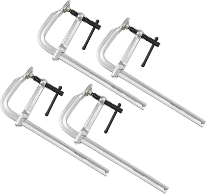 4-pieces Heavy Duty F Clamp 12-inch, 4-3/4" Throat | Drop-forged Full Steel Bar Clamps for Metalworking & Welding