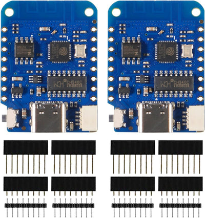 2pcs for WEMOS D1 Mini V4.0.0 Type-C USB WiFi Internet of Things Board Based ESP8266 4MB Compatible for Arduino MicroPython Nodemcu