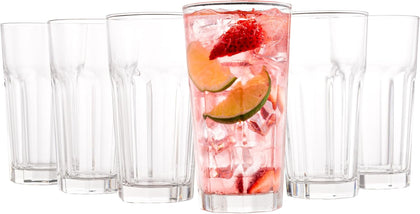 Drinking Glasses, 11 Ounce Glass Cups, Durable Glasses Drinking Set of 6, Tall Water Glasses, Stackable Highball
