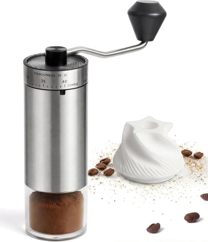 Manual Coffee Grinder with 40 Adjustable Grind Settings With Ceramic Conical Burr,Handheld Grinder with Handle Crank