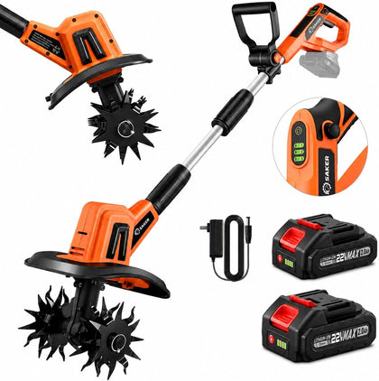 22V Cordless Garden Tiller for Gardening with Adjustable Speed | 3 Adjustable Speed,360RPM,9-Inch Tilling Width