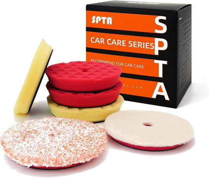Buffing Polishing Pads, SPTA 6 Inch 150mm Body Repair Polishing Pad Set Made for 6 Inch Backing Plate, 6 Pcs Buffing