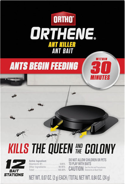 Orthene Ant Killer Ant Bait, 12 Bait Stations | Indoor Ant Killer, Kills the Queen and the Colony