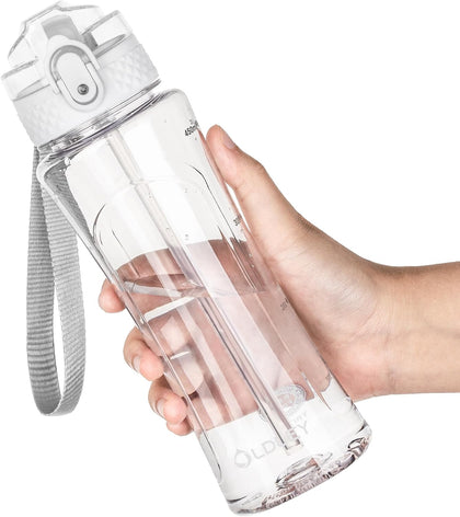 Kids Water Bottle with Straw 15 oz BPA-Free Leak-Proof Motivational Water Bottles with Time Marker for School Sports