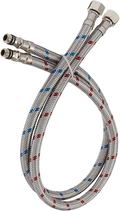 40-Inch Faucet Supply Lines 2Pcs, 3/8" Female x M10 Male | Stainless Steel, Long Faucet Connector, Kitchen Sink
