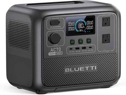 AC70 Portable Power Station, 768Wh Solar Generator w/ 2 1000W AC Outlets (Power Lifting 2000W), 100W Type-C, LiFePO4