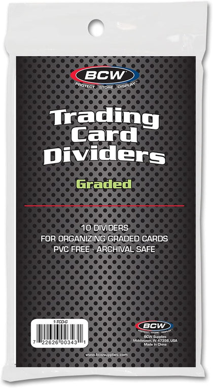 Graded Trading Card Dividers - 10 ct | Archival Quality, Write-On Index Tab, 3 1/4 X 5 11/16 Inches | Fits Graded