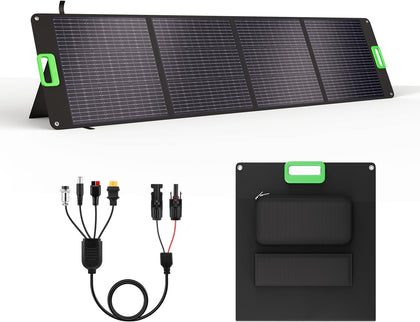 200W Portable Solar Panel for Power Station, Solar Charger w/ 4 Kickstands | 24% High Efficiency Waterproof Foldable