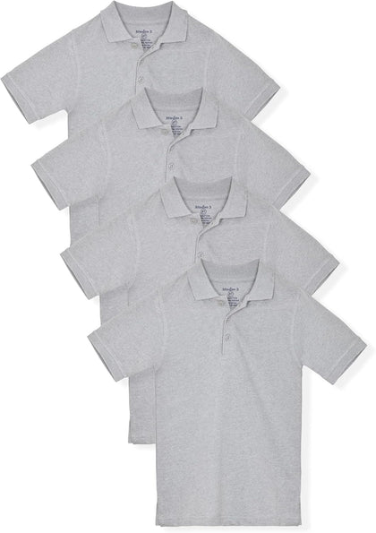 Boy’s - 4-Pack School Uniform Short and Long Sleeve Pique Polo Shirts